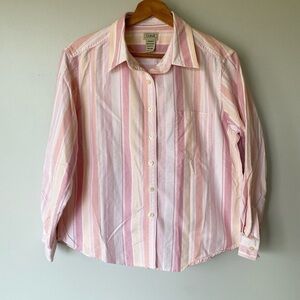 L.L. Bean vintage coastal grandma striped pink button down top